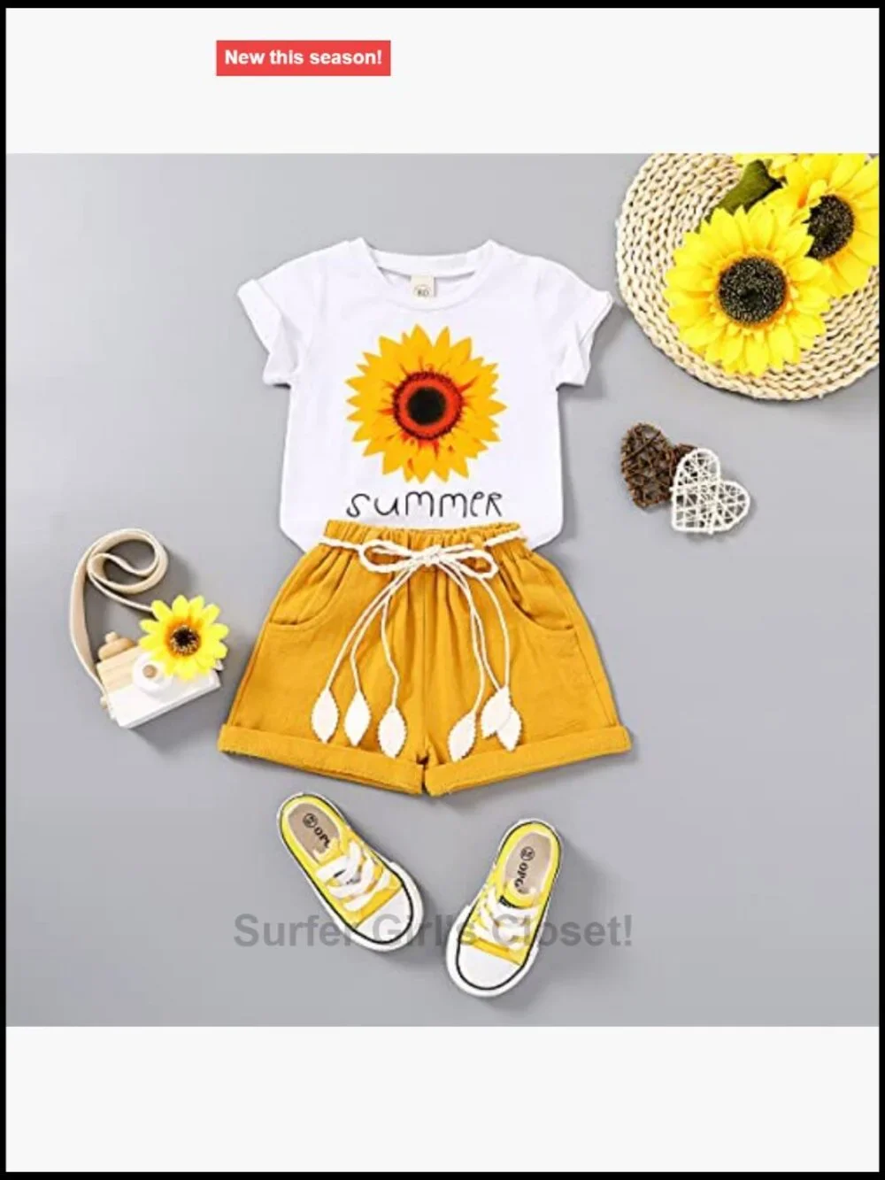Toddler Girls Watermelon T-Shirt & Linen Shorts Set with Belt